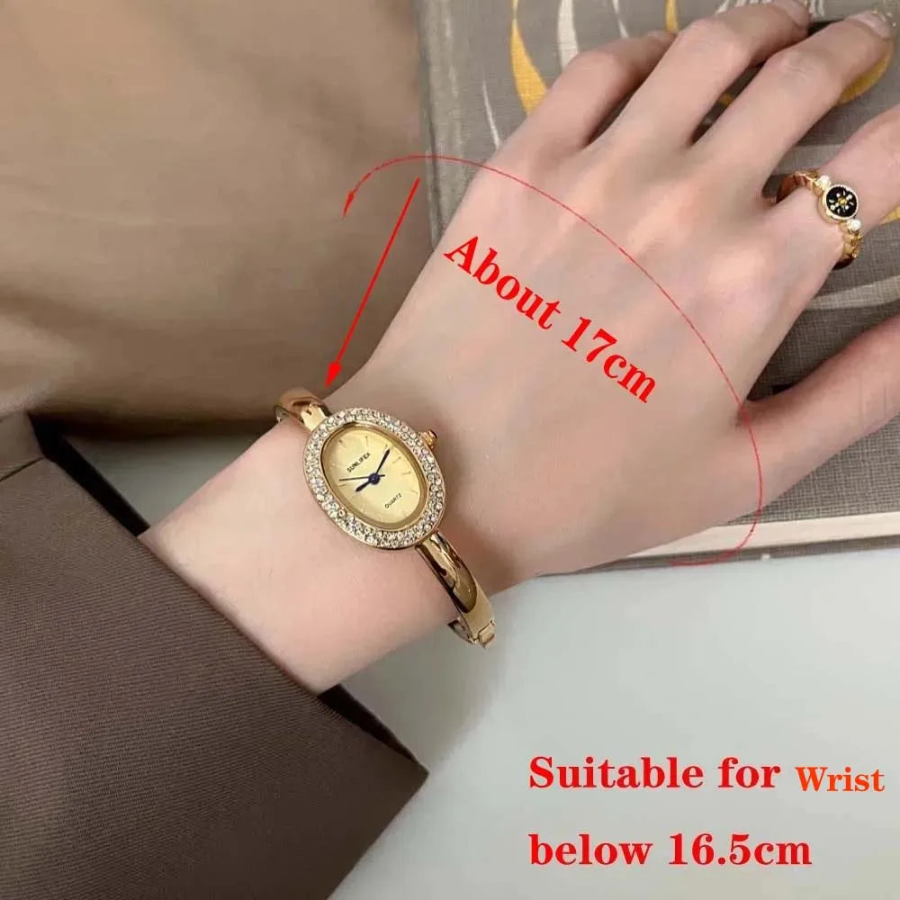 Luxury Diamond Oval Watch - Elegant Women's Bracelet
