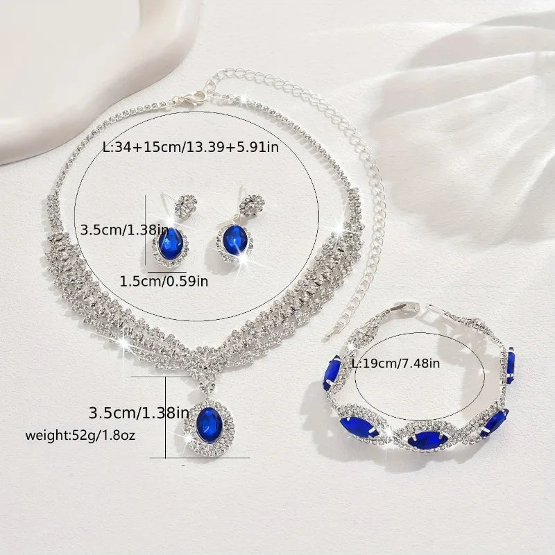 Luxury Bridal Jewelry Set - Rhinestone Necklace & Earrings