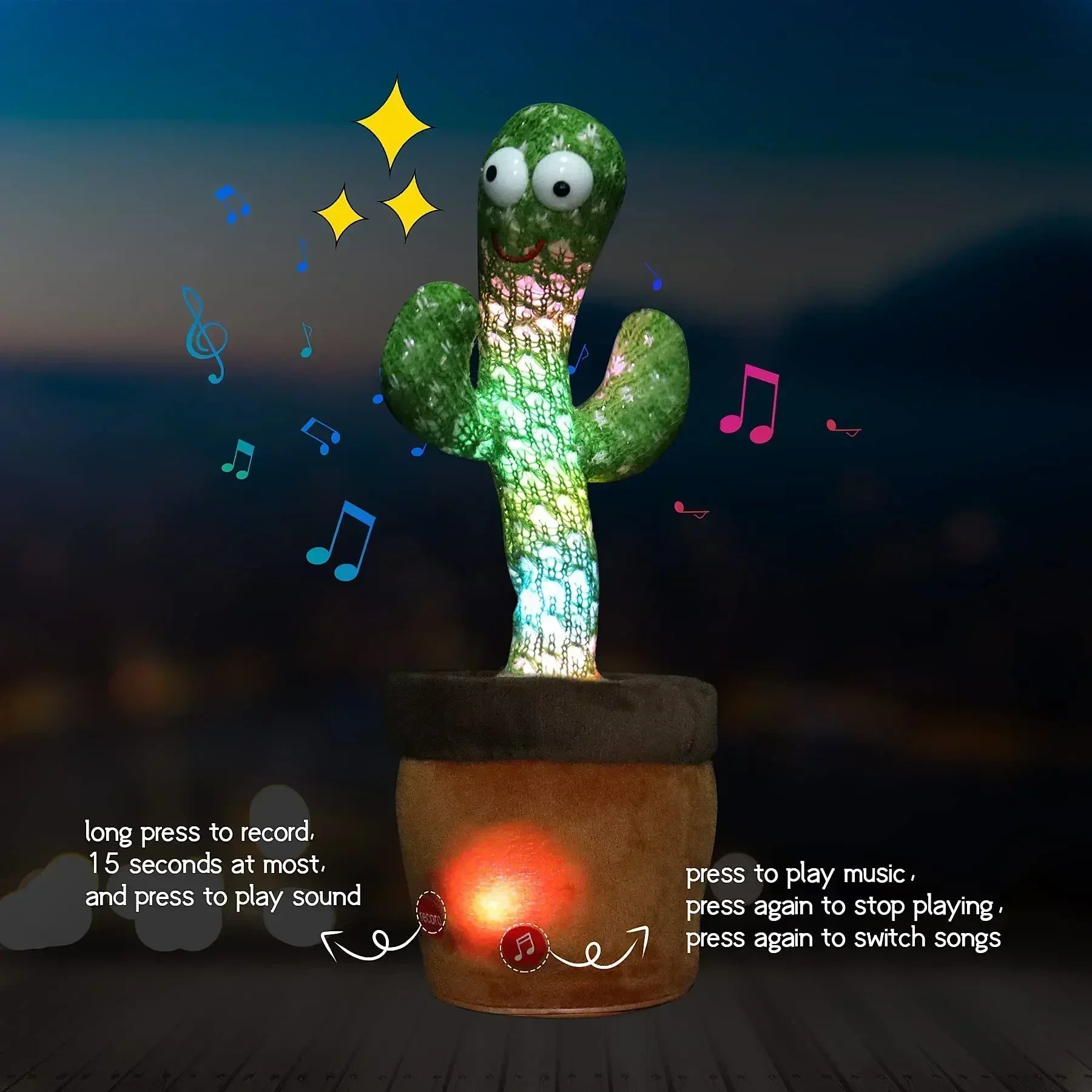 Dancing & Talking Cactus Toy – 120 Songs Electronic Plush for Kids