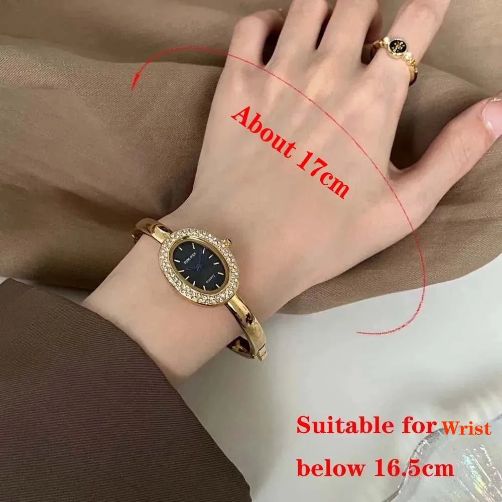 Luxury Diamond Oval Watch - Elegant Women's Bracelet