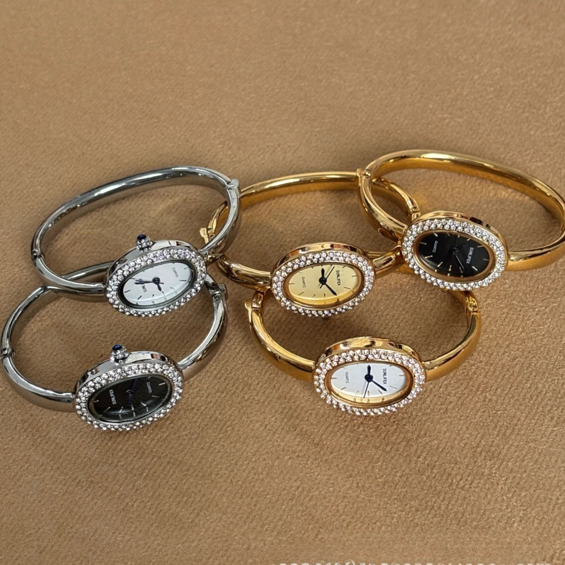 Luxury Diamond Oval Watch - Elegant Women's Bracelet