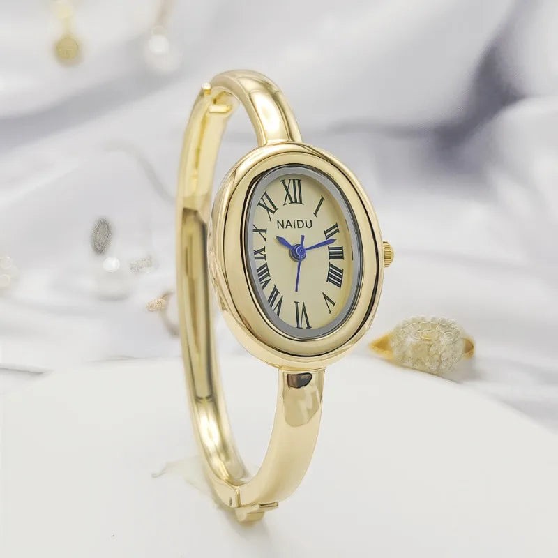 Luxury Oval Bracelet Watch - Elegant Quartz Ladies Bracelet