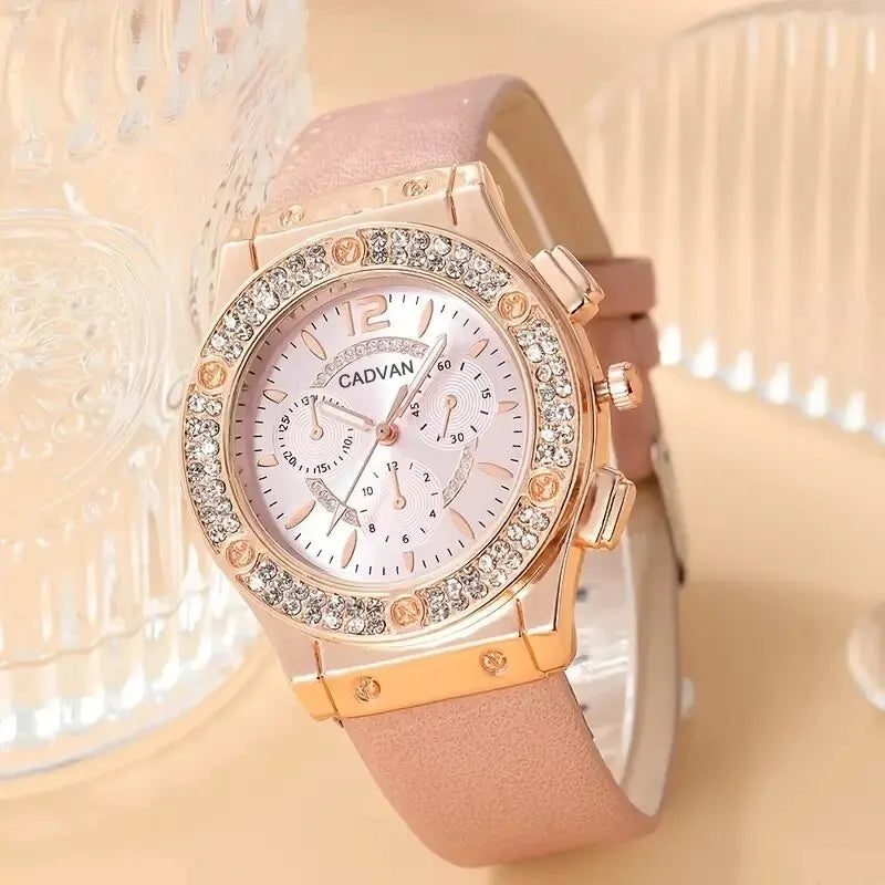 Luxury Rhinestone Watch Set - Elegant Quartz Women's Clock