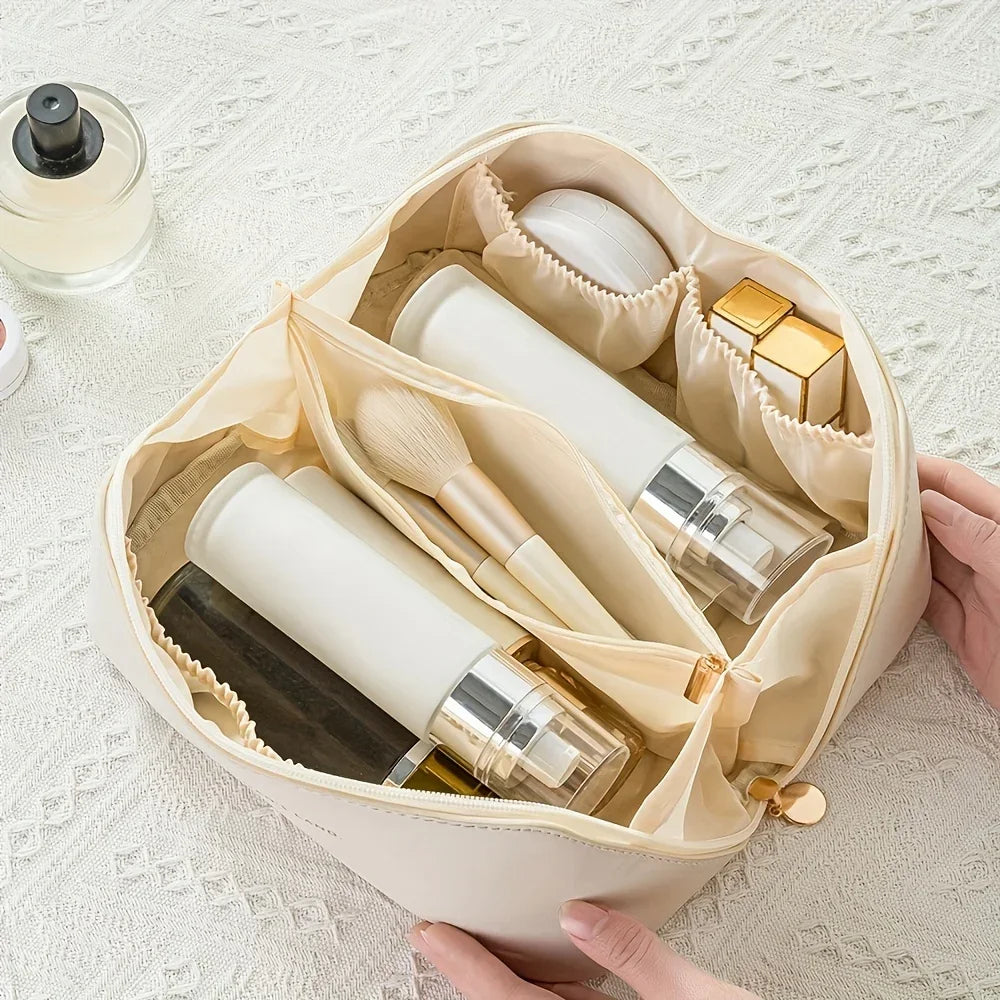 Luxury Travel Makeup Organizer - Large Cosmetic Bag & Toiletry Kit for Women