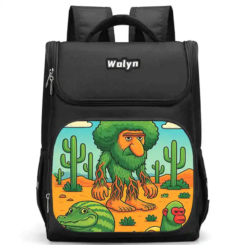 Kids Cartoon Brainrot School Bag - Large Capacity Pupil Backpack for Boys & Girls, Durable Student Bookbag & Commuter Travel Bag