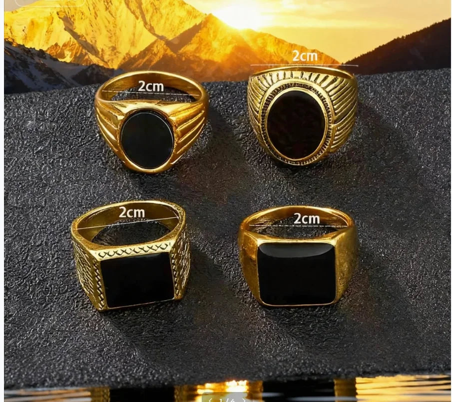 5-Piece Luxury Business Set - Gold Watch & Ring Collection