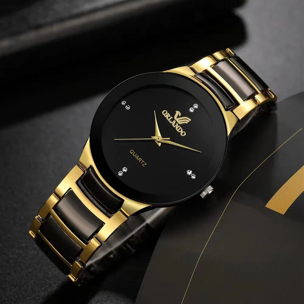 Luxury Business Wristwatches - Men & Women Steel Watch Set