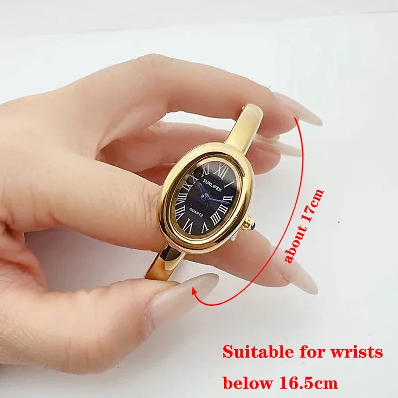 Luxury Diamond Oval Watch - Elegant Women's Bracelet