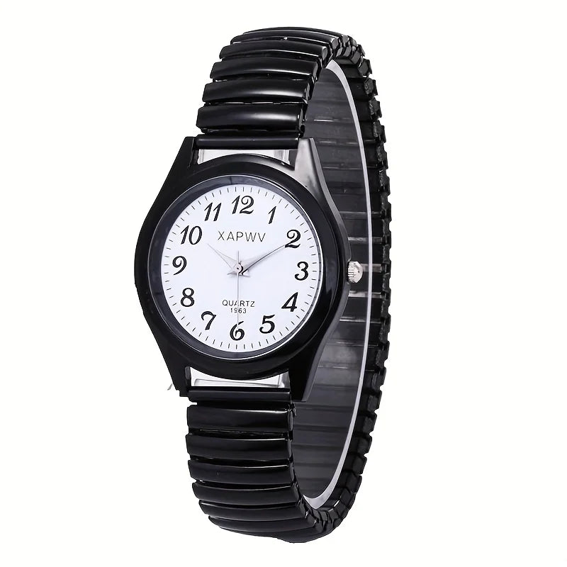 Elastic Band Easy-Read Watch - Large Dial Elderly Couple Set