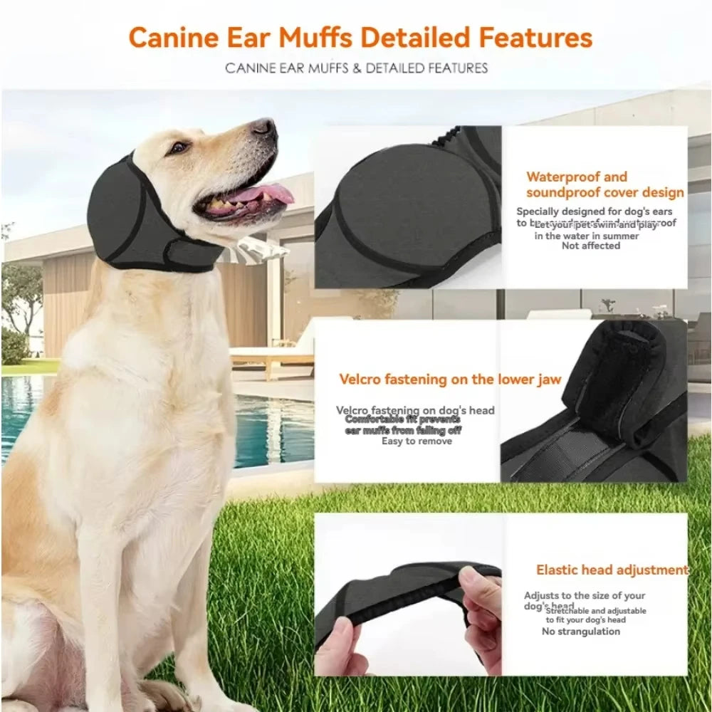 Noise Reduction Dog Ear Covers Hearing Protection Adjustable Dog Calming Earmuff Waterproof Anti-noise Pet Ear Muffs