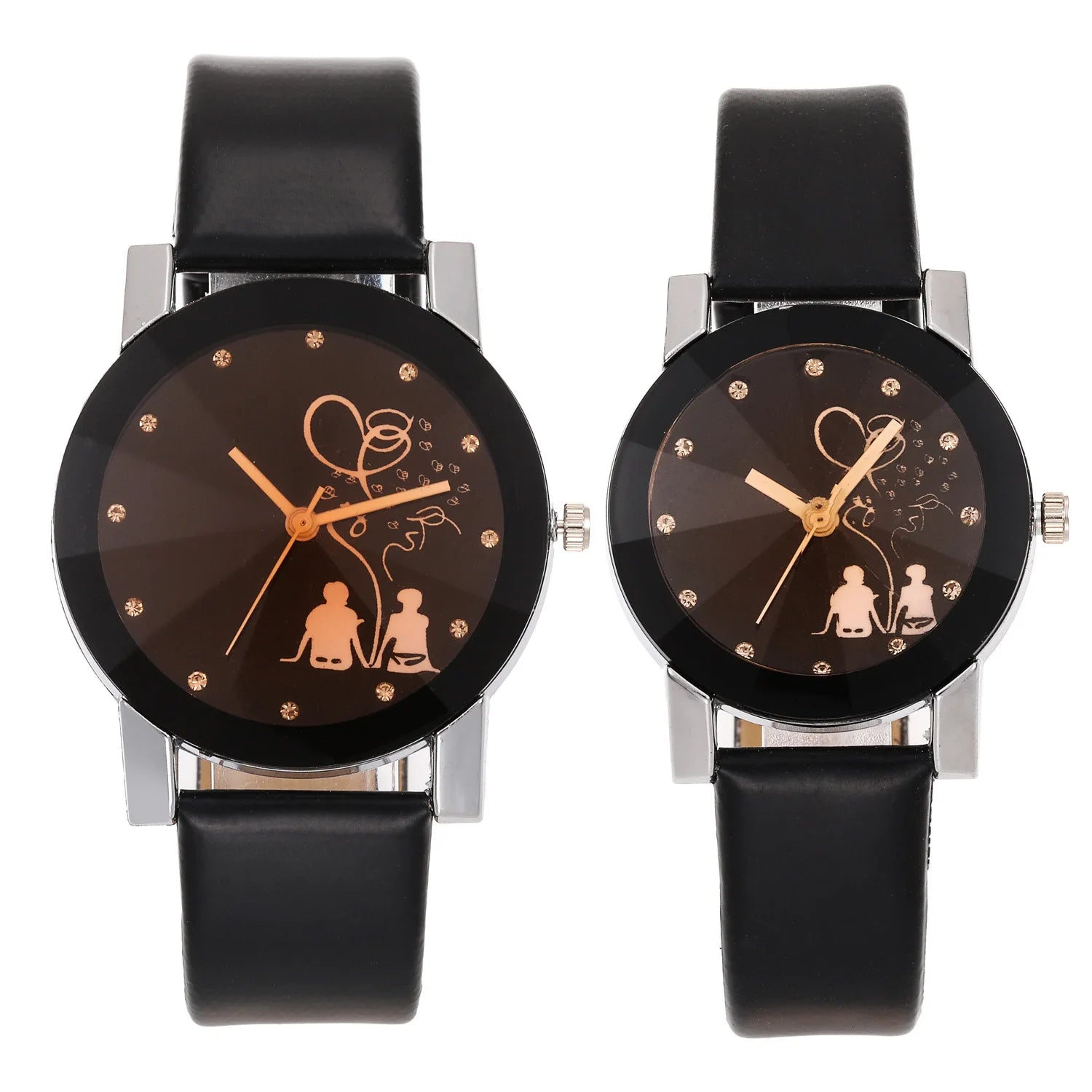 Luxury Couple Quartz Watches - Matching Leather Wristwatch
