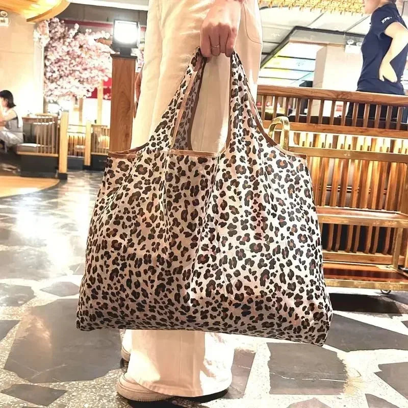 Leopard Print Large Capacity Tote Bag - Foldable Shopping Bag & Trendy Shoulder Handbag for Women, Daily Travel & Grocery