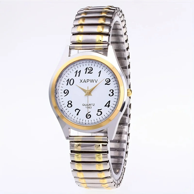Elastic Band Easy-Read Watch - Large Dial Elderly Couple Set