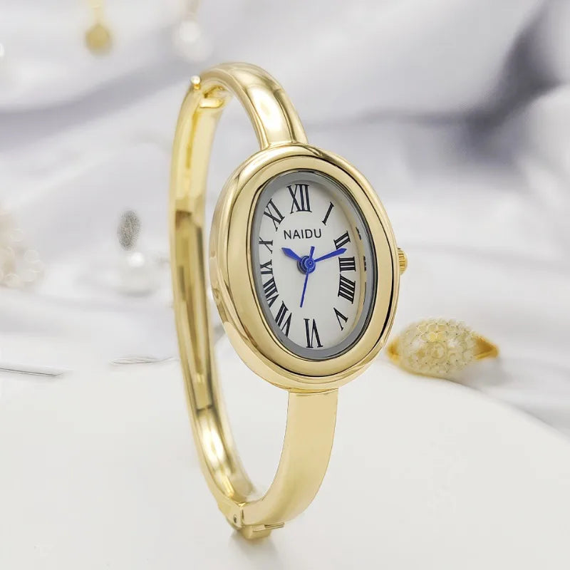 Luxury Oval Bracelet Watch - Elegant Quartz Ladies Bracelet