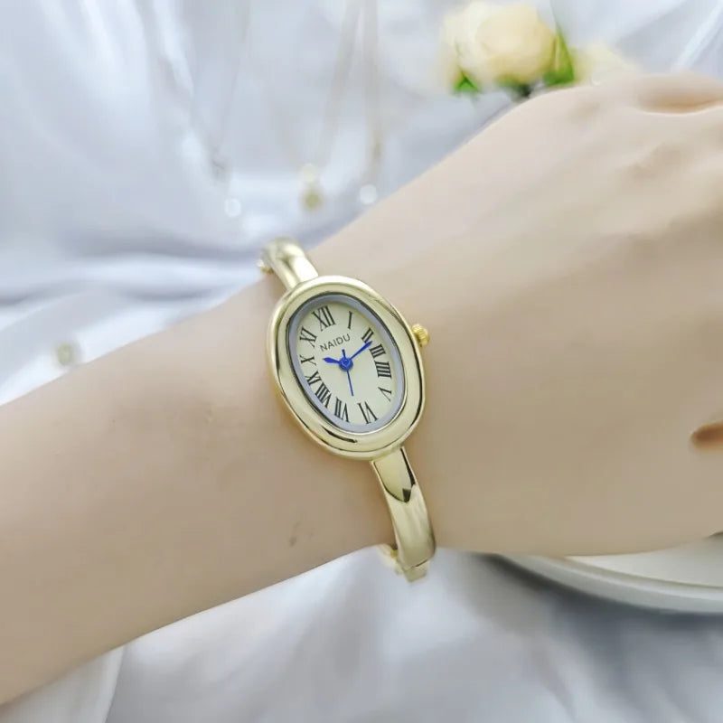 Luxury Oval Bracelet Watch - Elegant Quartz Ladies Bracelet