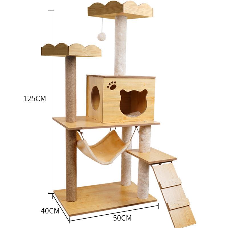Luxury Wooden Cat House - Space Capsule Nest with Scratch Pad