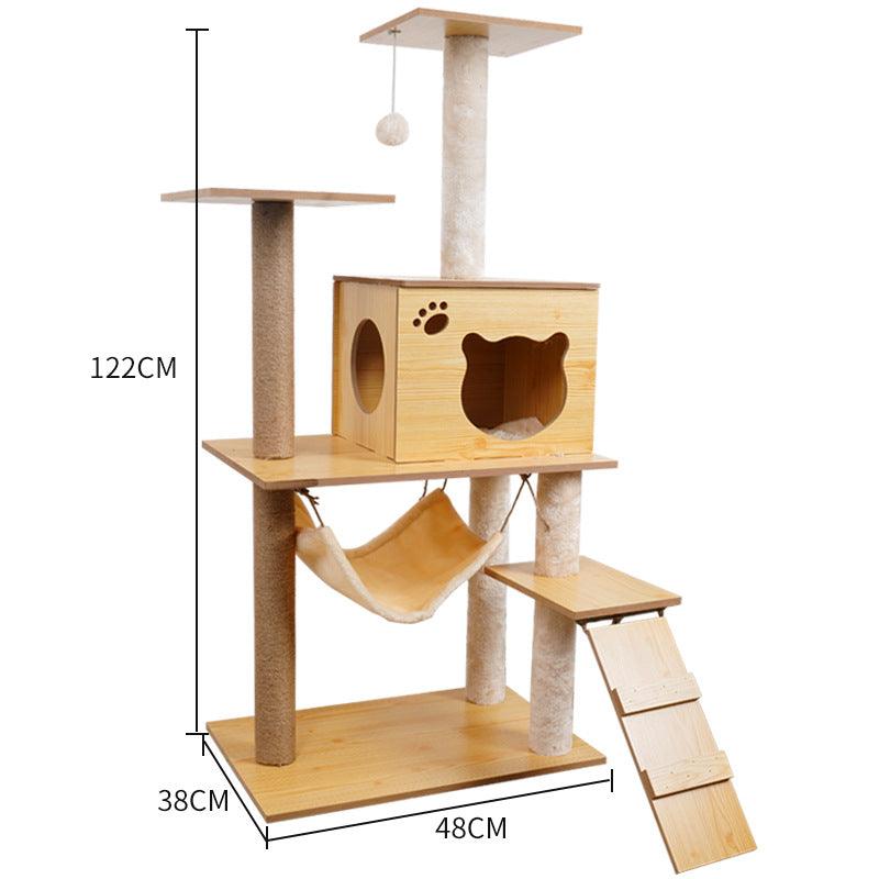 Luxury Wooden Cat House - Space Capsule Nest with Scratch Pad