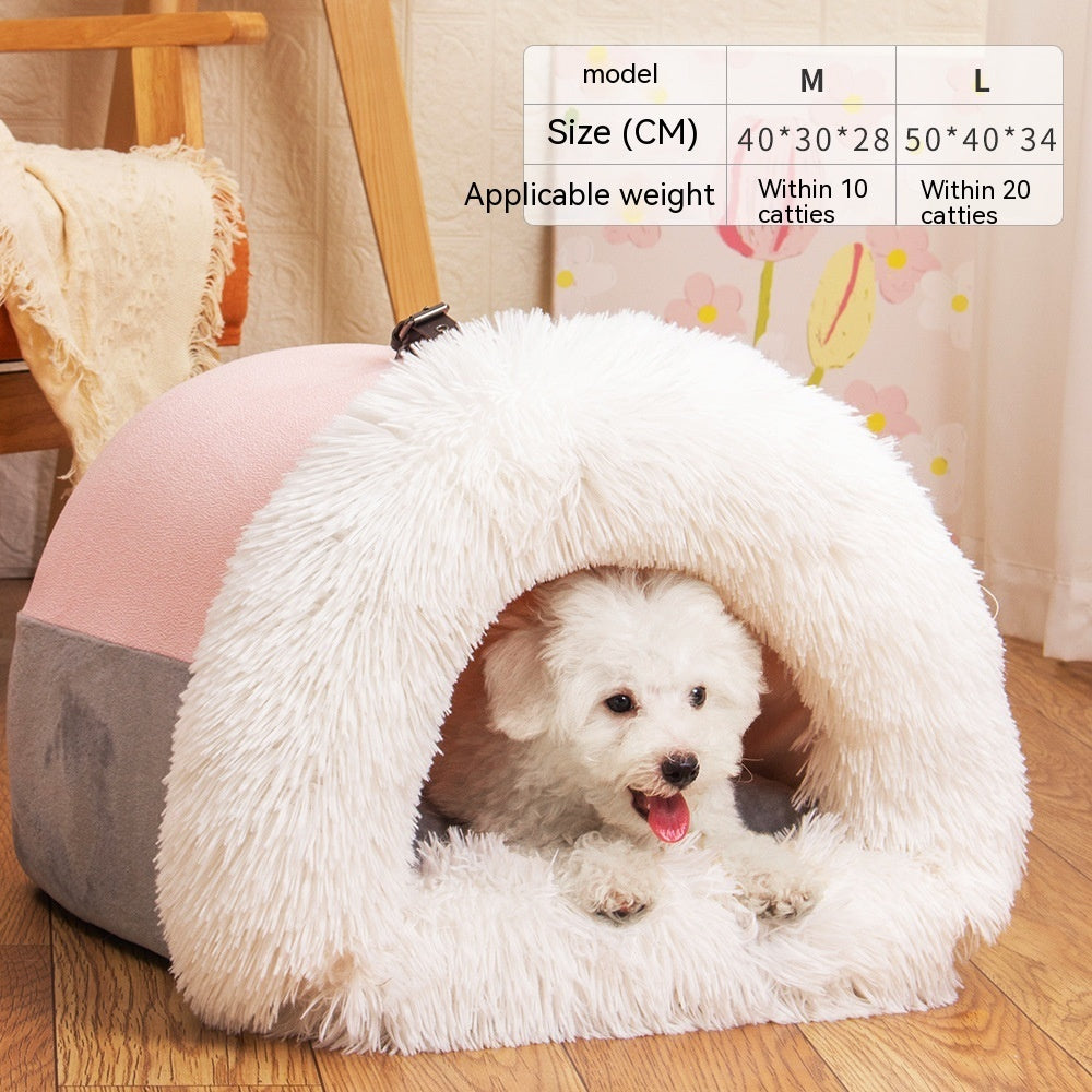 Portable 2-in-1 Calming Pet Bed - Warm Winter Dog & Cat Nest