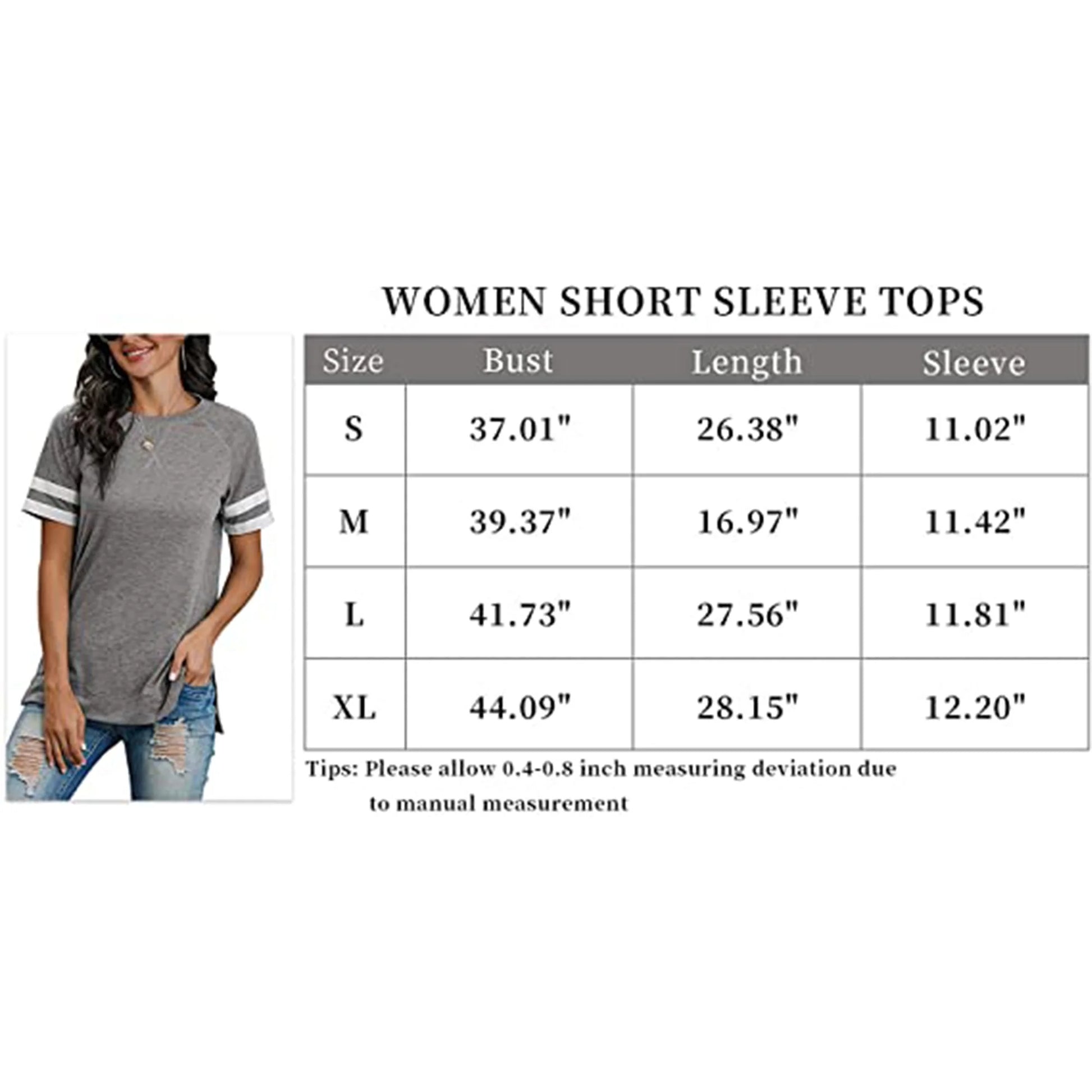 Summer Tops for Women Casual Color Block Sleeve T Shirts Side Split Pullover Tops Light Gray Tees