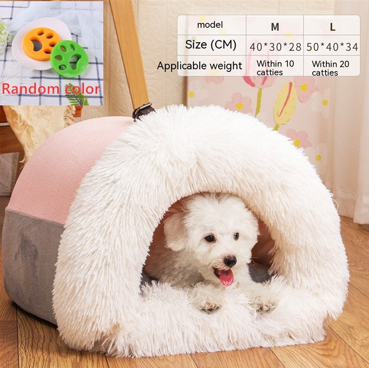 Portable 2-in-1 Calming Pet Bed - Warm Winter Dog & Cat Nest