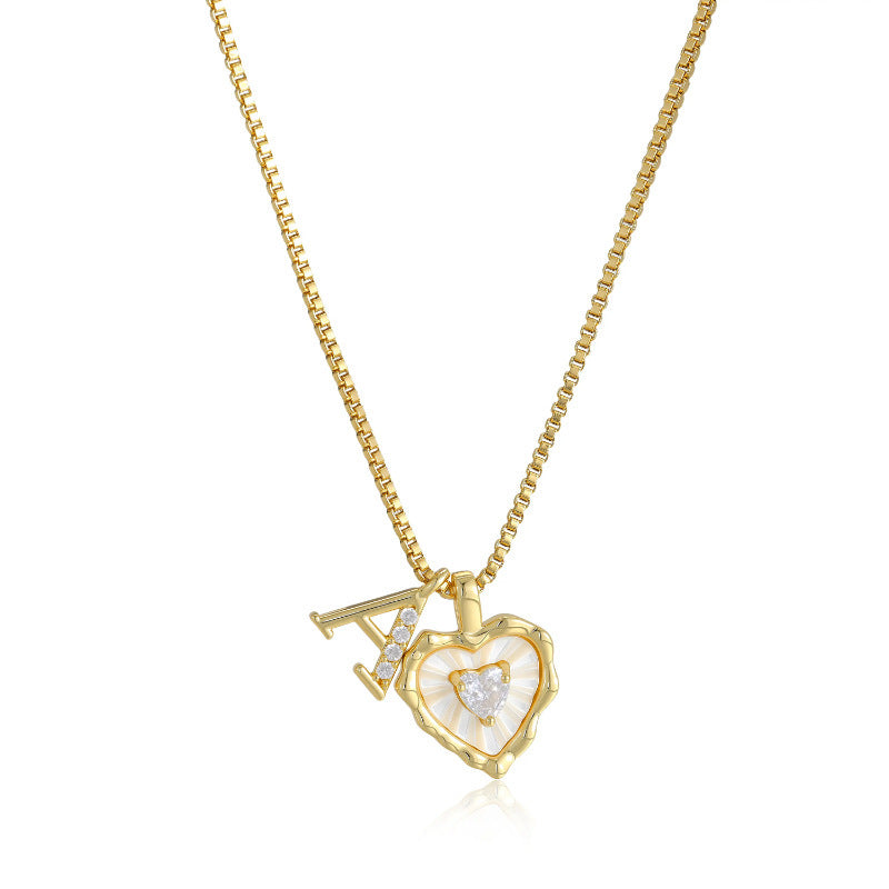 18K Gold Heart Letter Necklace - Dainty Diamond Encrusted Jewelry