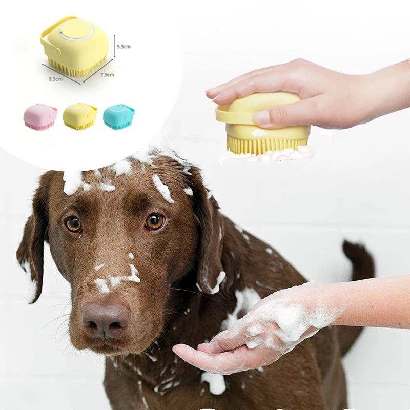 2-in-1 Silicone Pet Bath Massage Brush & Shampoo Dispenser