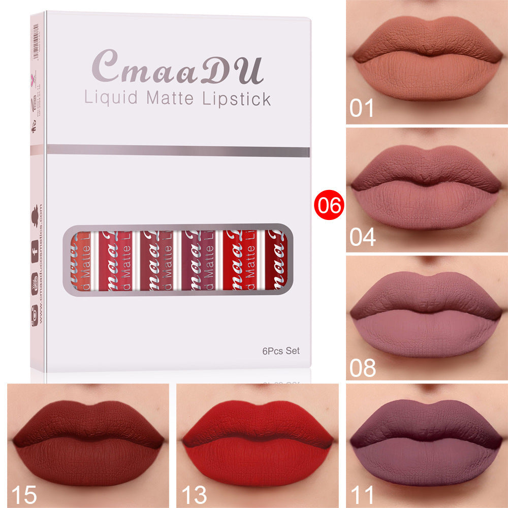 6-Piece Matte Lipstick Set - Non-Fading Waterproof Liquid Lipstick for Women