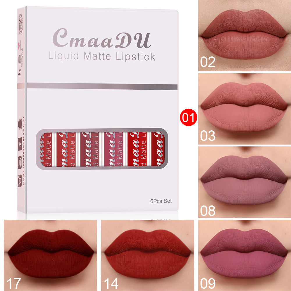 6-Piece Matte Lipstick Set - Non-Fading Waterproof Liquid Lipstick for Women