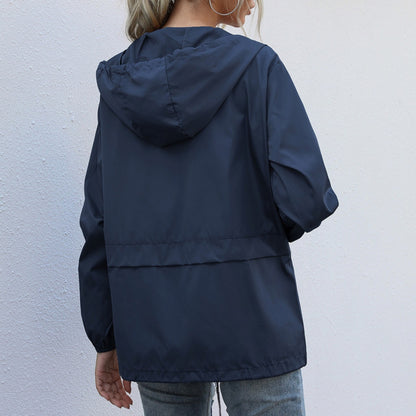 Jackets for Women, Women Solid Long Sleeve Pocket Outerwear Loose Splice Windbreaker Coat, Coats for Women Dark Blue M