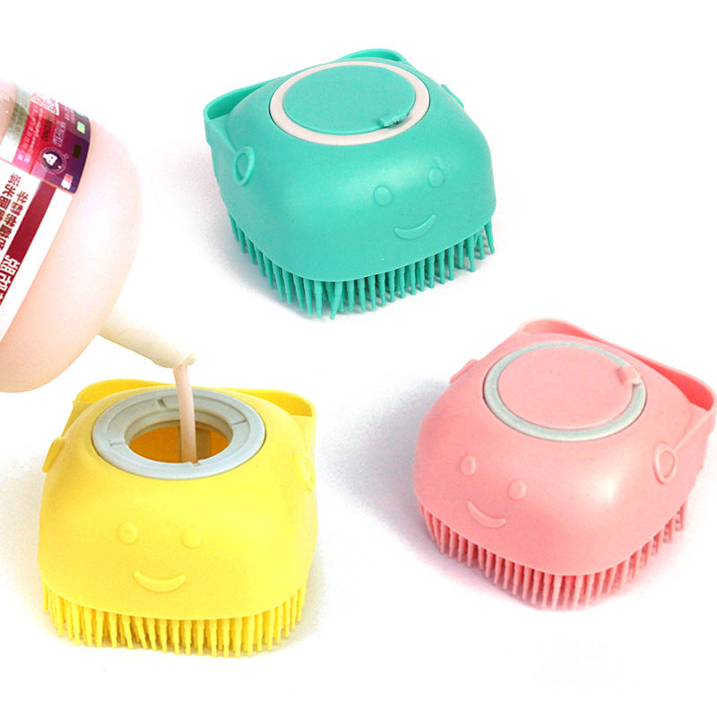 2-in-1 Silicone Pet Bath Massage Brush & Shampoo Dispenser