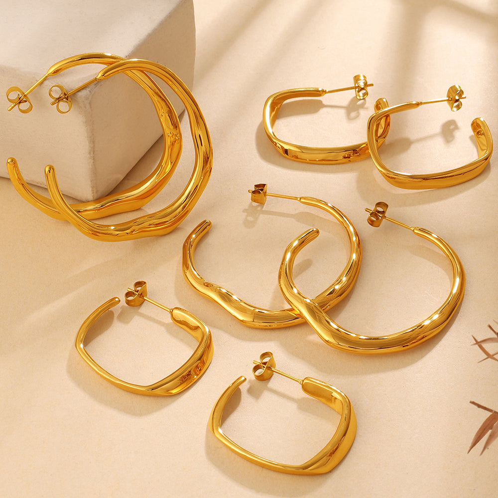 18K Gold Plated Twisted Hoops - Lightweight Dainty Office Earrings