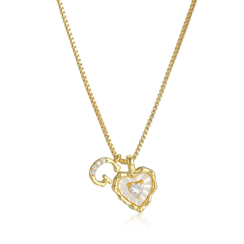 18K Gold Heart Letter Necklace - Dainty Diamond Encrusted Jewelry