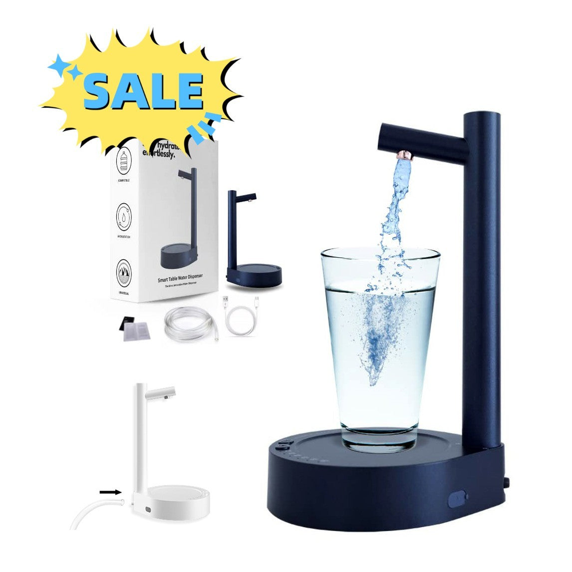 Desktop Electric Water Dispenser, Automatic USB Rechargeable Gallon Pump