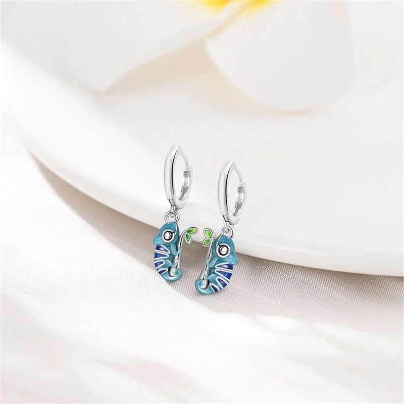 Royal Blue Enamel Earrings - Geometric Minimalist Alloy Studs